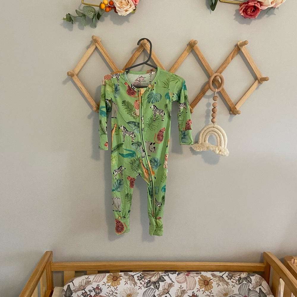 Posh Peanut Zipper Romper Footless Safari Animals